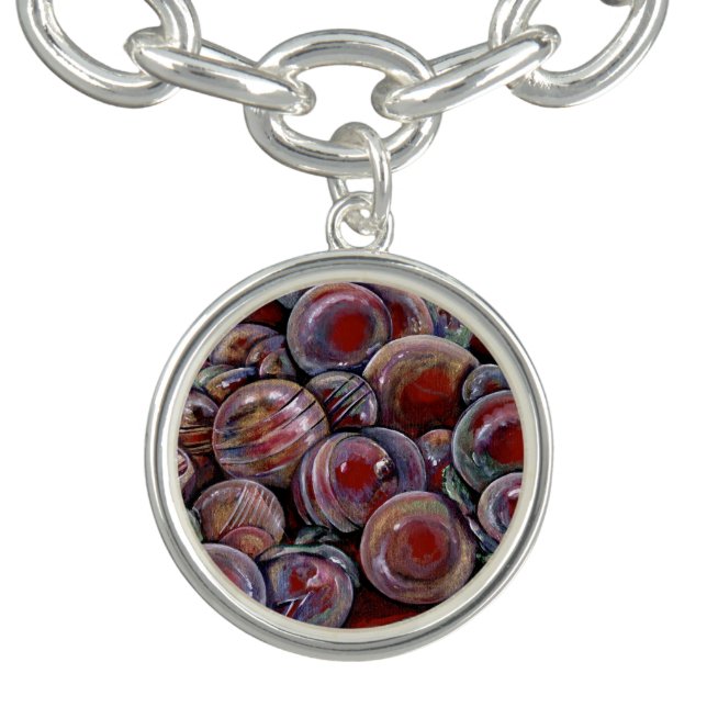 Red Christmas Balls Charm Bracelet (Design)