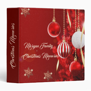 Red Christmas Balls,Christmas Tree 3 Ring Binder