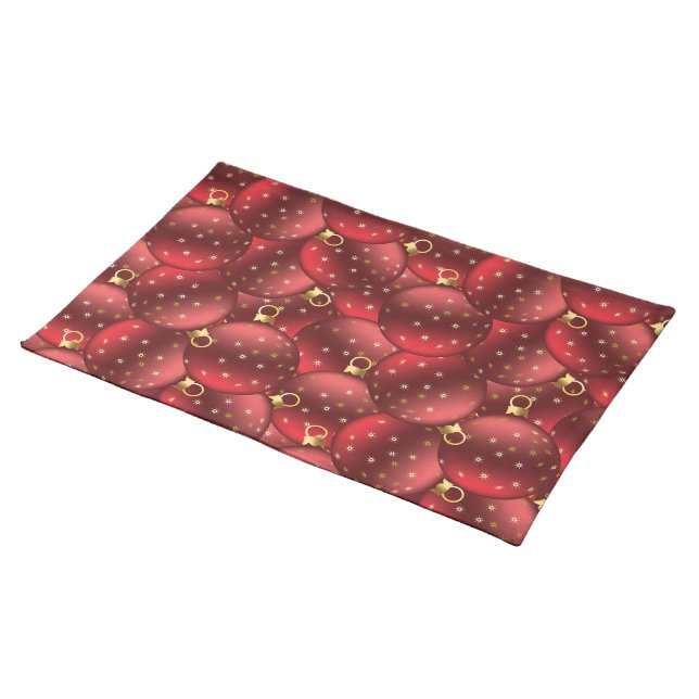 Red Christmas balls Cloth Placemat (On Table)