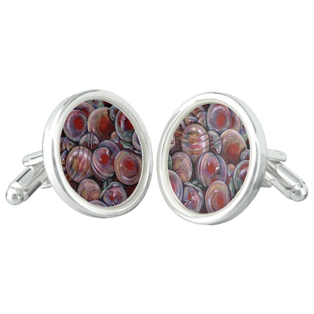 Red Christmas Balls Cufflinks (Angled)