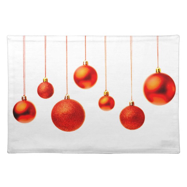 Red Christmas Balls decoration photo Cloth Placemat (Front)