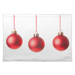 Red Christmas Balls decoration photo Cloth Placemat