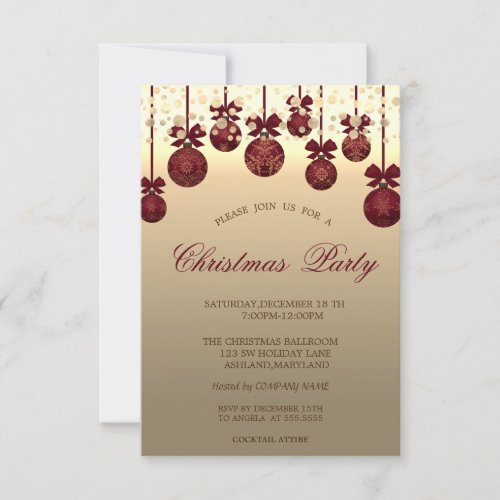 Red Christmas BallsDots Corporate Christmas Party Invitation