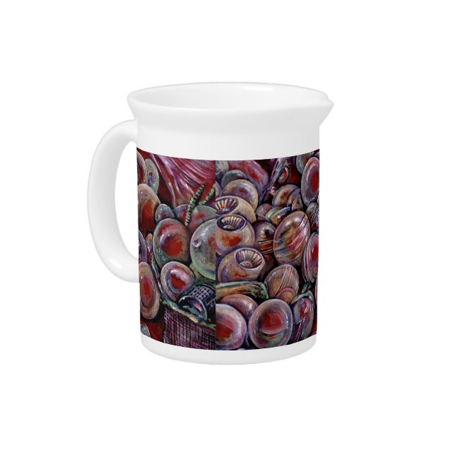 Red Christmas Balls Drink Pitcher (Left)