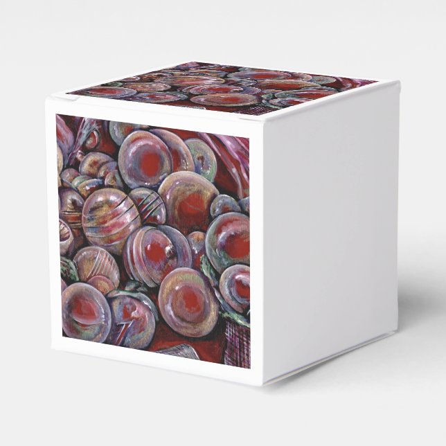 Red Christmas Balls Favor Boxes (Front Side)