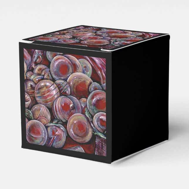 Red Christmas Balls Favor Boxes (Front Side)