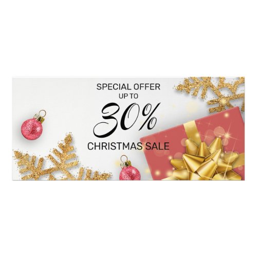 Red Christmas Balls Gift Gold Snowflakes Discount Rack Card