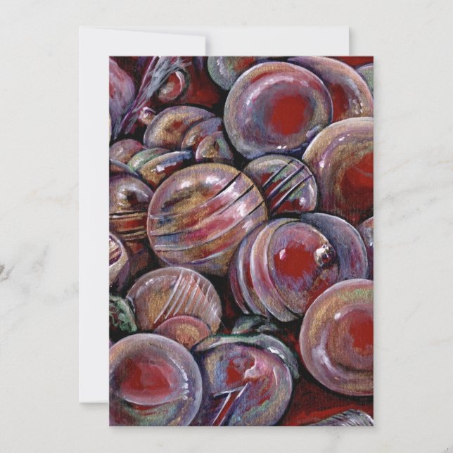 Red Christmas Balls Holiday Card (Front)