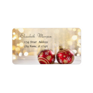 Red Christmas Balls Holiday Label