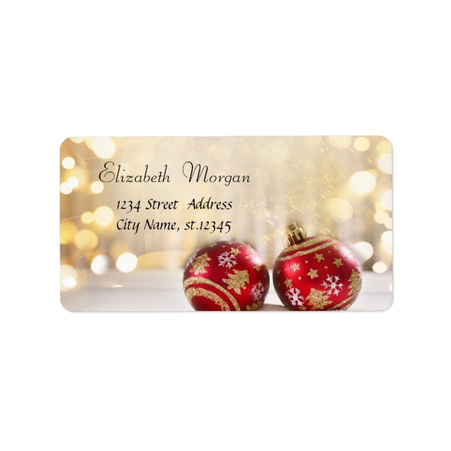 Red Christmas Balls Holiday  Label (Front)