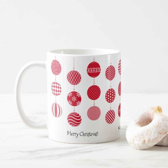 Red Christmas Balls Mug (With Donut)