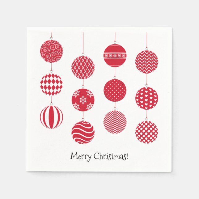 Red Christmas Balls Paper Napkin (Front)