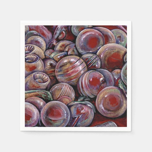 Red Christmas Balls Paper Napkins (Front)