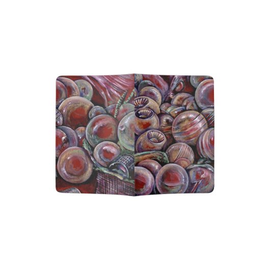 Red Christmas Balls Passport Holder (Opened)