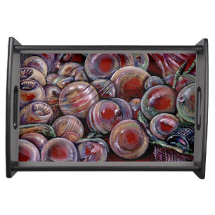 Red Christmas Balls Serving Tray