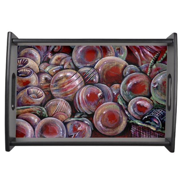 Red Christmas Balls Serving Tray (Front)