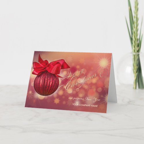 Red Christmas BallsSnowflake Dark Company  Holiday Card