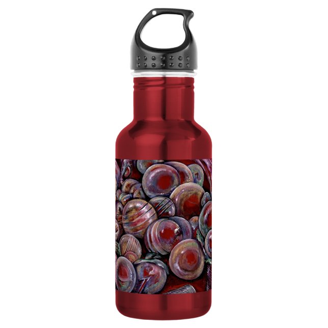 Red Christmas Balls Stainless Steel Water Bottle (Front)