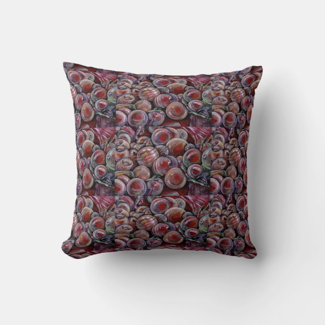 Red Christmas Balls Throw Pillow (Front)