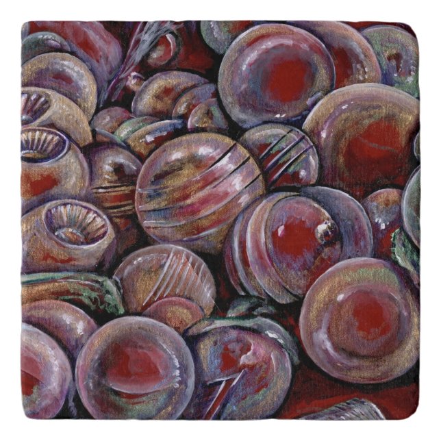 Red Christmas Balls Trivet (Front)