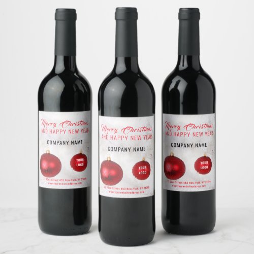 Red Christmas Balls Wine Label