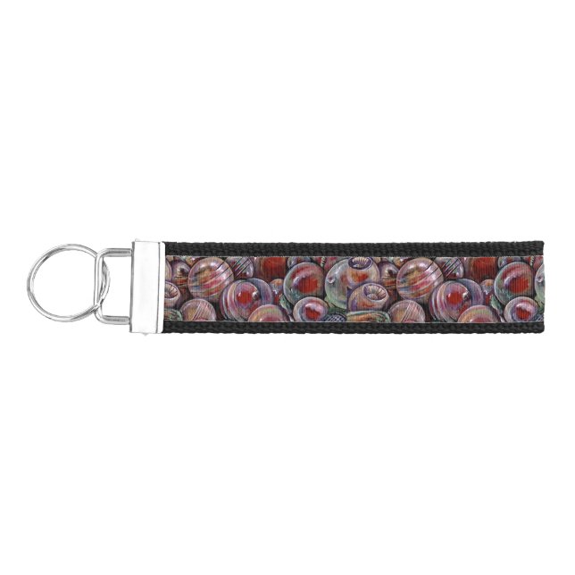 Red Christmas Balls Wrist Keychain (Keys on Left)