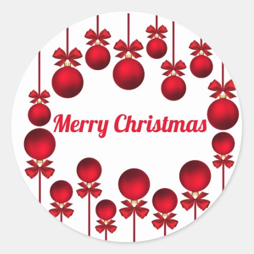 Red Christmas  Baubles Classic Round Sticker