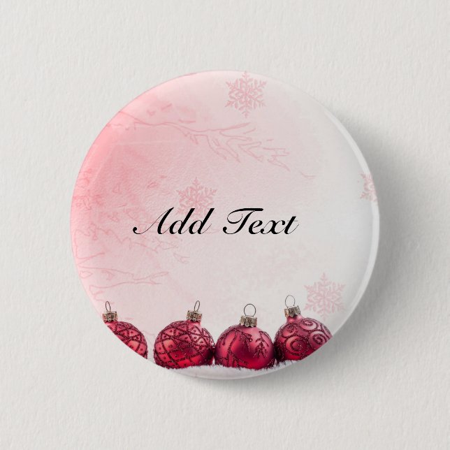 Red Christmas Baubles template Button (Front)