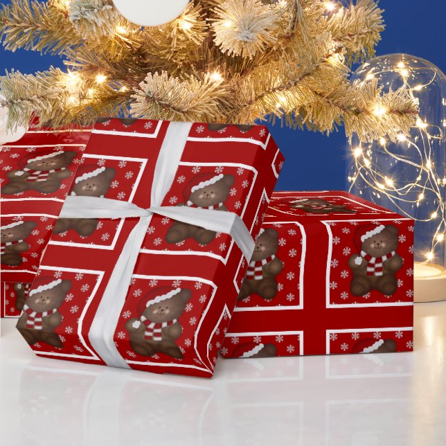 Red: Christmas Bear Wrapping Paper (Holidays)