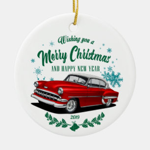 Red Christmas Bel Air Ceramic Ornament