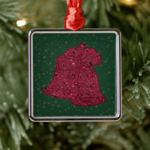 Red Christmas Bells Metal Ornament