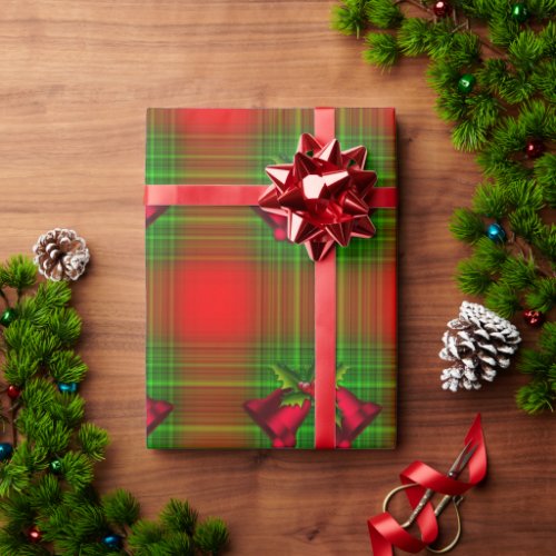 Red Christmas Bells on Tartan