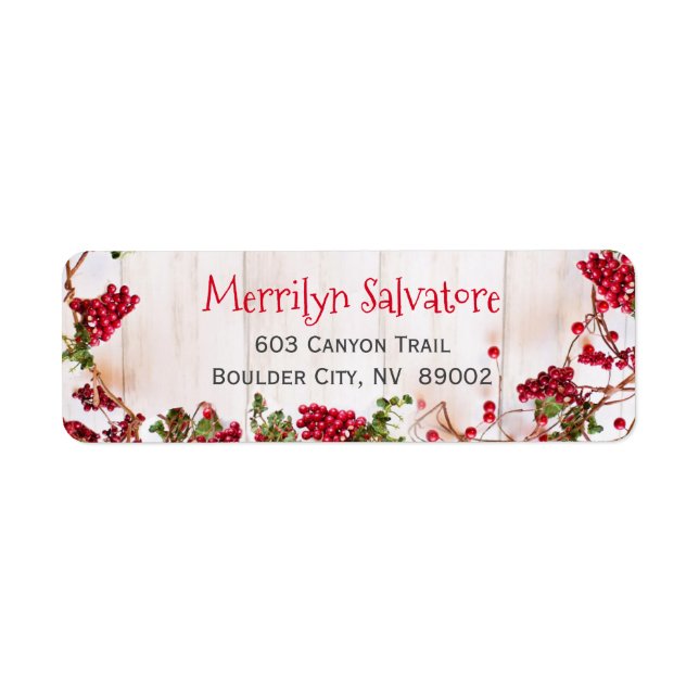Red Christmas Berries Return Address Label (Front)