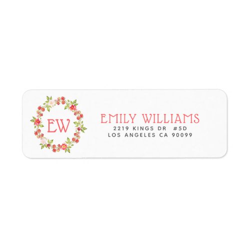 Red Christmas Berries Wreath Monogram Label