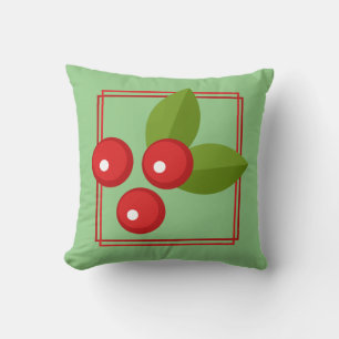 Red Christmas Berry Graphic Throw Pillow Customize