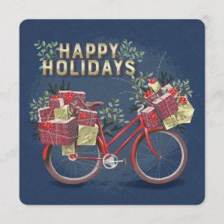 Red Christmas Bicycle with Presents Invitation