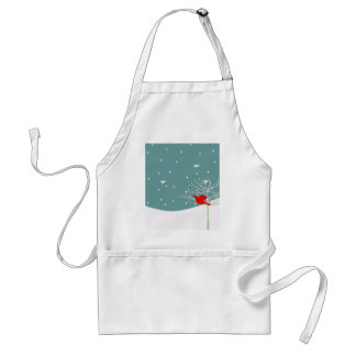 Red Christmas Bird Adult Apron