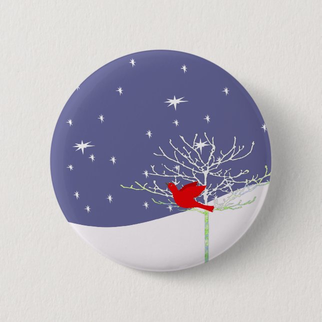 Red Christmas Bird Button (Front)