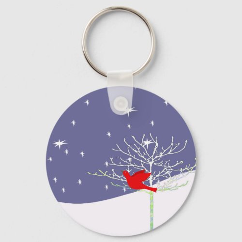 Red Christmas Bird Keychain