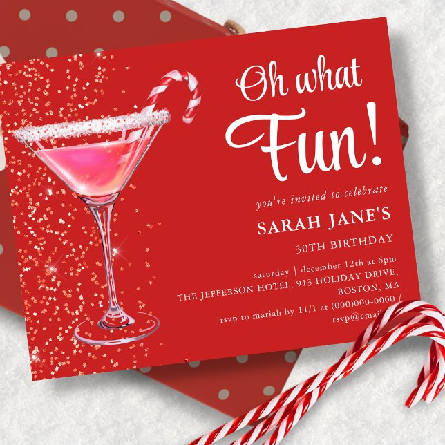 Red Christmas Birthday Cocktail Budget Invitation (Creator Uploaded)