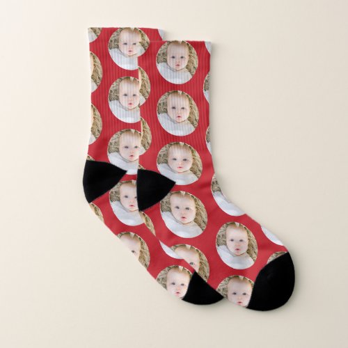 Red Christmas Birthday Personalized photo Socks