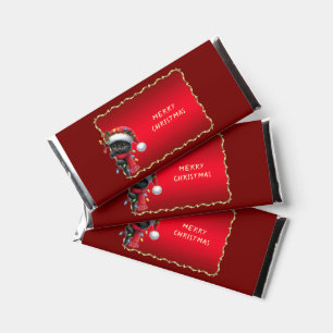 Red Christmas Black Cat Holiday Hershey Bar Favors