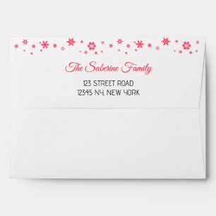 Red Christmas Border Snowflakes & Star Ornaments Envelope
