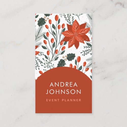 Red Christmas Botanical  Arch Berry Fruit Winter Business Card
