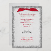 Red Christmas Bow and Silver Tinsel Invitation