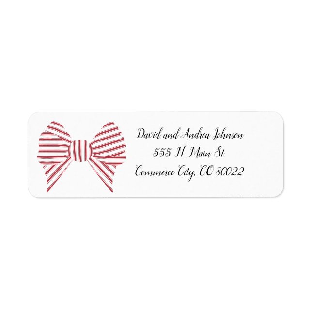 Red Christmas Bow Return Address Label (Front)