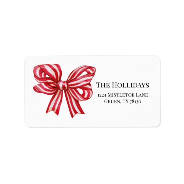 Red Christmas Bow Return Address Label (Front)