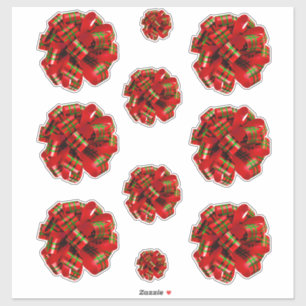 Red Christmas Bow Ribbons Plaid Ribbon Xmas Bows Sticker