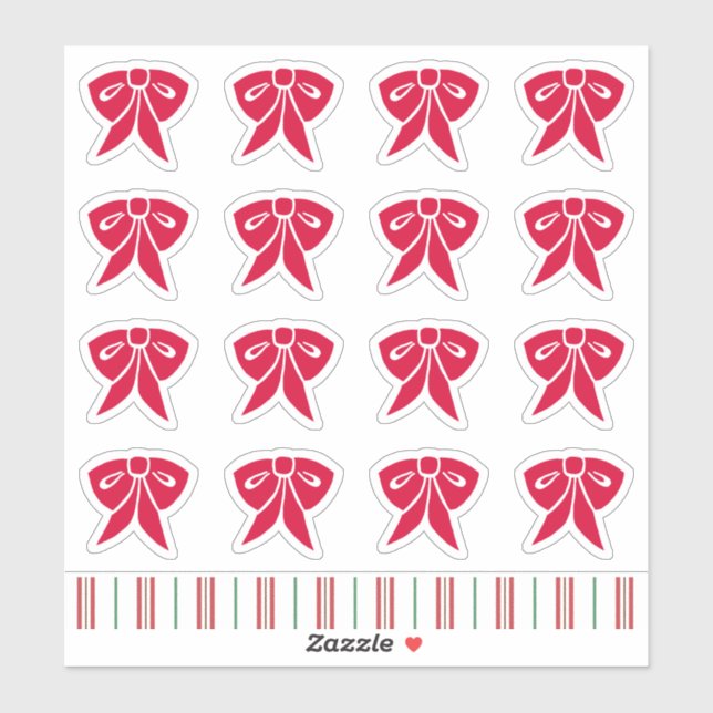 Red Christmas Bow Stickers (Sheet)