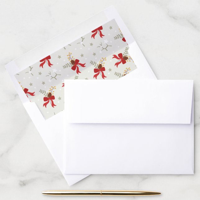 Red Christmas Bows Holiday Envelope Liner (Desk)